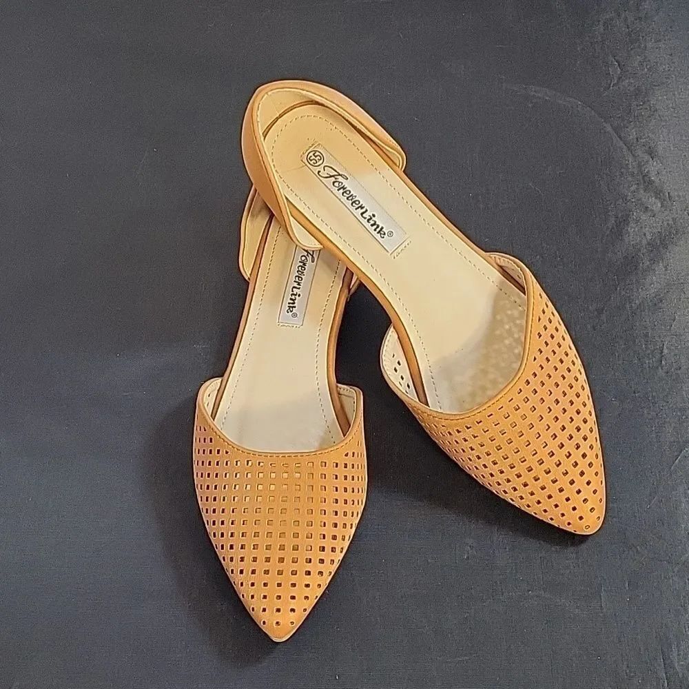 FOREVER LINK WOMEN"S POINTED TOE SMALL CUTOUT DESIGN D'ORSAY WOMEN"S FLAT